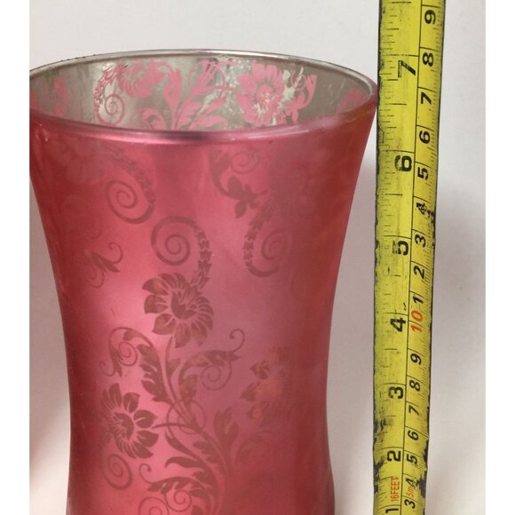 Pair of Red & Patterned Woodwick Candle Holders - each about 7" tall - Picture 9 of 9